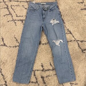 Levi's Light Blue Distressed Straight Leg Jeans